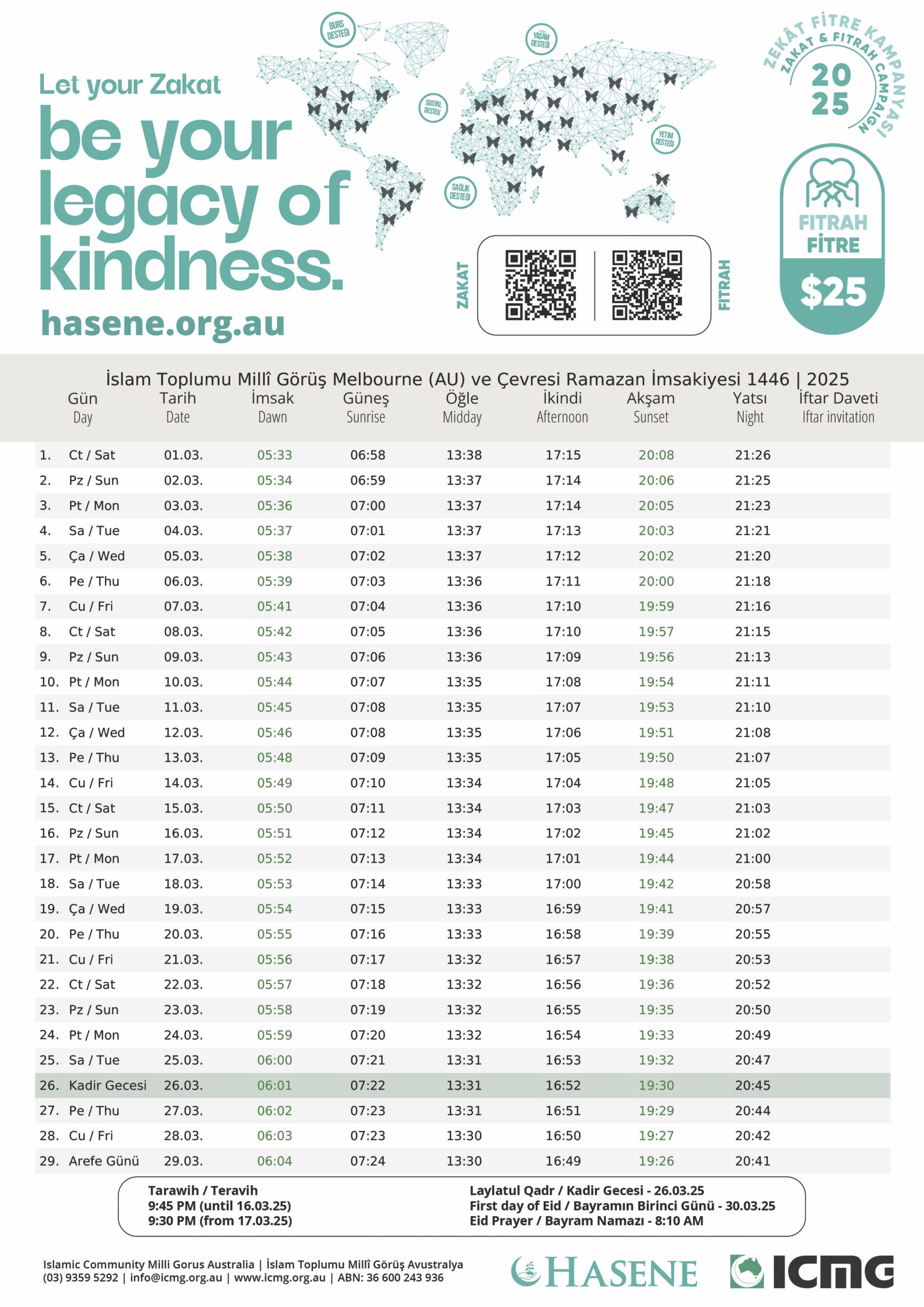 ramadan timing melbourne